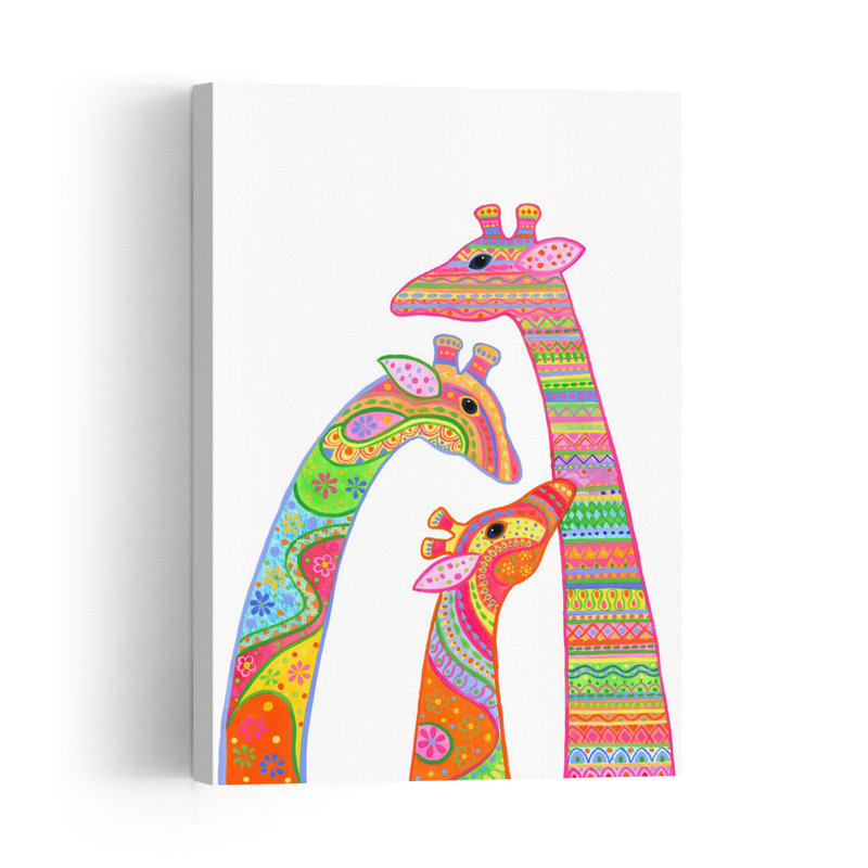 Patterned Giraffes Colorful Playful Vibrant Giraffe Nature Wildlife Wall Art Print, 45.72cm H x 30.48cm W