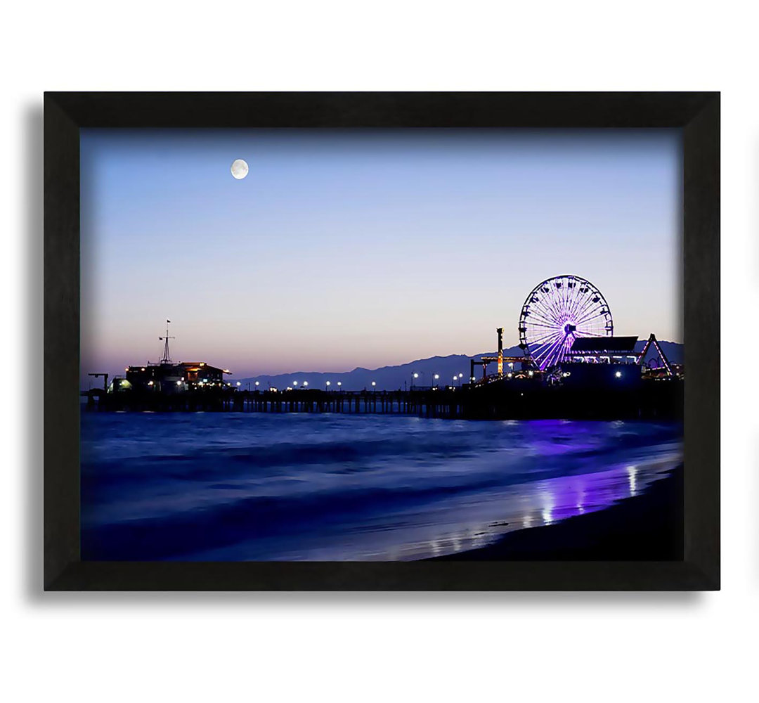 Gerahmtes Leinwandbild Ocean Pier Moonlight