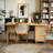 Modern Solid Wood Desk with Rattan and 3 Drawers