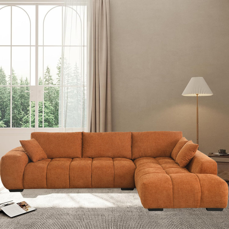 Canapé modulaire Swapan, Accoudoir à droite (vu de face), Chenille caramel