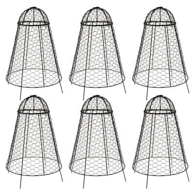 Iron Mesh Cloche Plant Protector with Removable Cover - 6-Pack