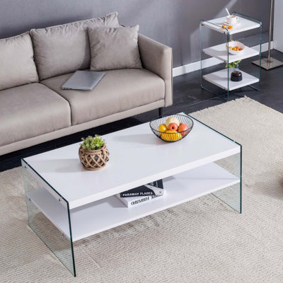 Ensemble de table de chevet et de table basse à 3 niveaux avec tablettes de rangement