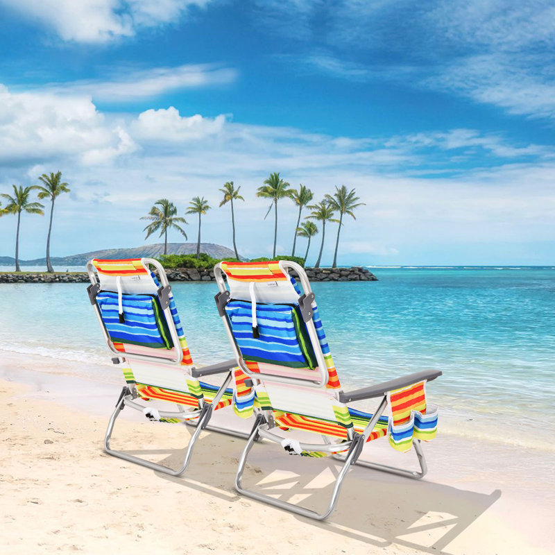 Chaise de plage pliante Selana, Orange/bleu, 2