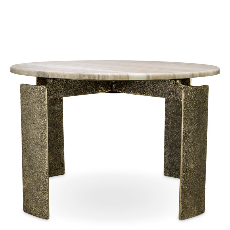 Dining Table Bodega Round Antique Brass Finish, 30.12" H x 47.24" W x 47.24" D