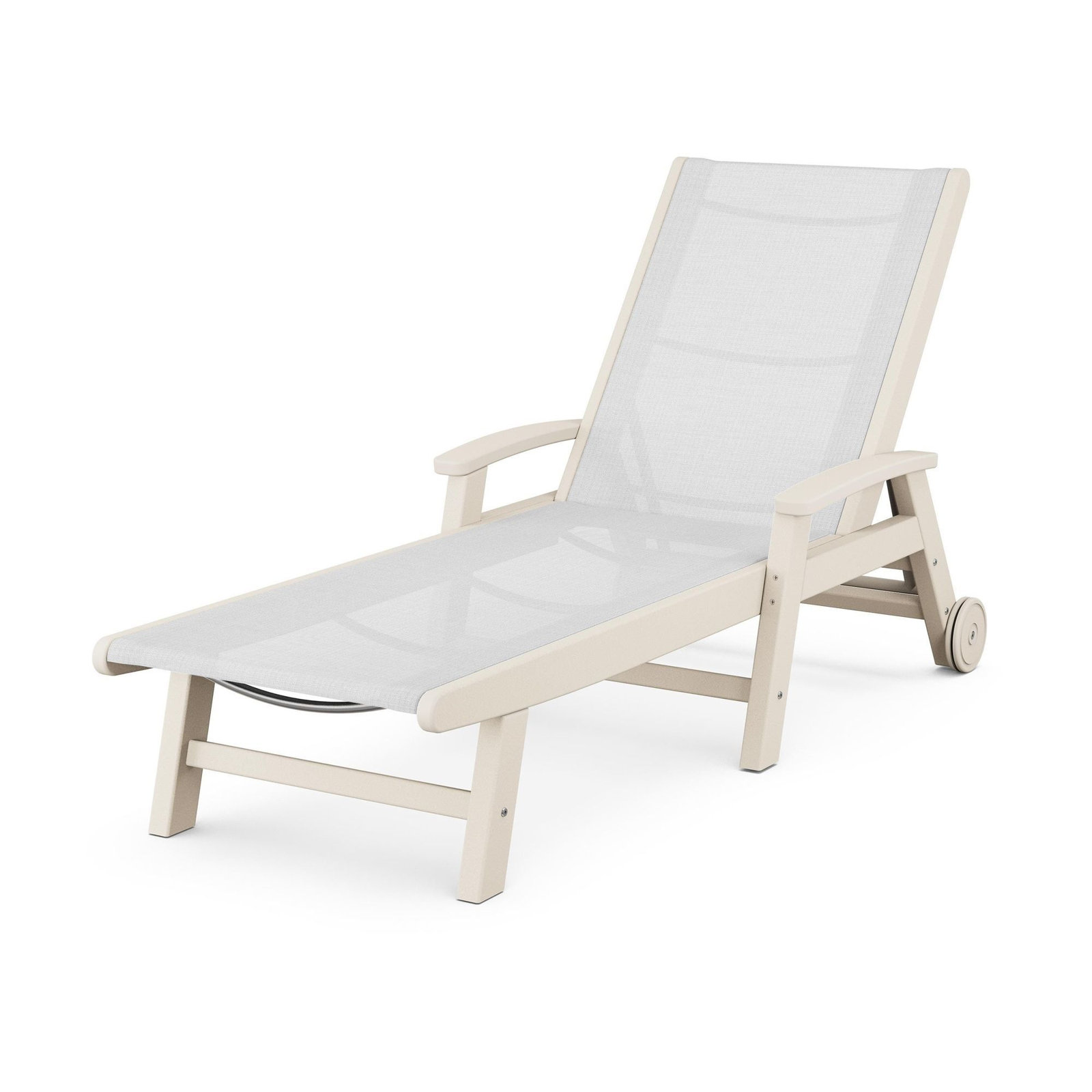 POLYWOOD® Coastal 28" Patio Chaise Lounge, White, Sand