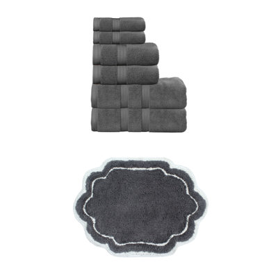 Ensemble de serviettes de bain 8 pièces 100% coton et tapis de bain 1 pièce 17 x 24 "Allure Collection
