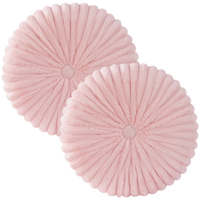 Decorative Round Throw Pillows For Bed Couch - 2 Pieces Handcraft Ruched Pumpkin Pillow,  Soft And Durable Velvet Floor Pillow For Home Decor, Bed Living Room And Sofa