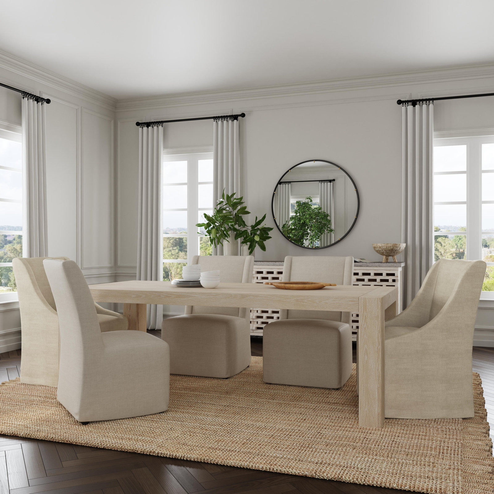Elise 89" Dining Table, Aged White