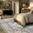 Floral Border Foldable Washable Area Rug –Light Blue-1762383674