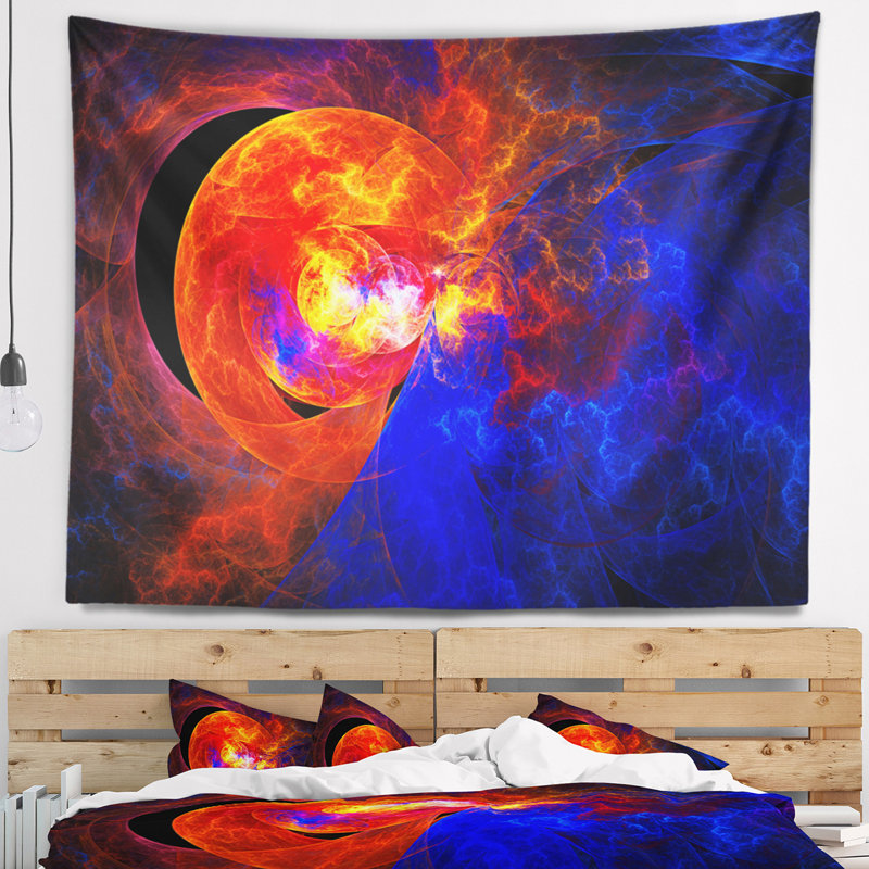 Lever du soleil sur une tapisserie de la planète lointaine Abstract, H 32 po x l 39 po