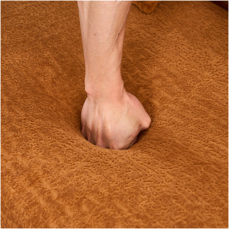 Canapé modulaire en L en éponge à compression complète avec méridienne incurvée, canapé en chenille orange ambré modulaire, haute densité 30D pour un salon d'appartement. 900 lb.