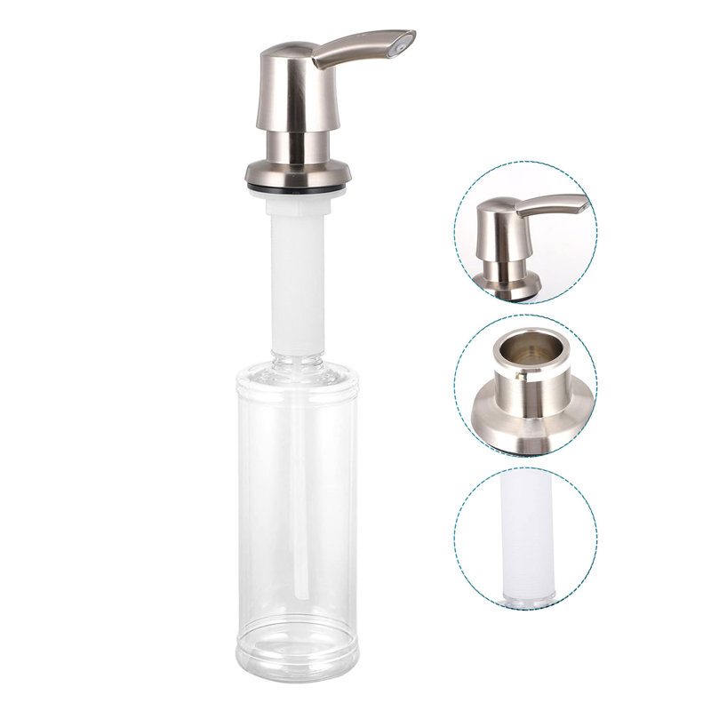 Distributeur de savon pour évier de cuisine avec grande bouteille (nickel brossé)