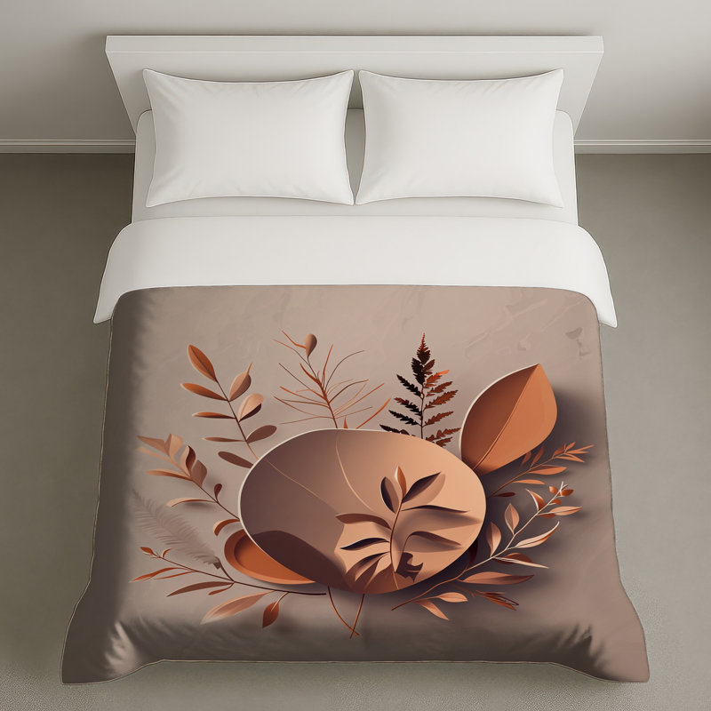 Housse de couette Leaves Bedding Nature Minimalist, Grand lit