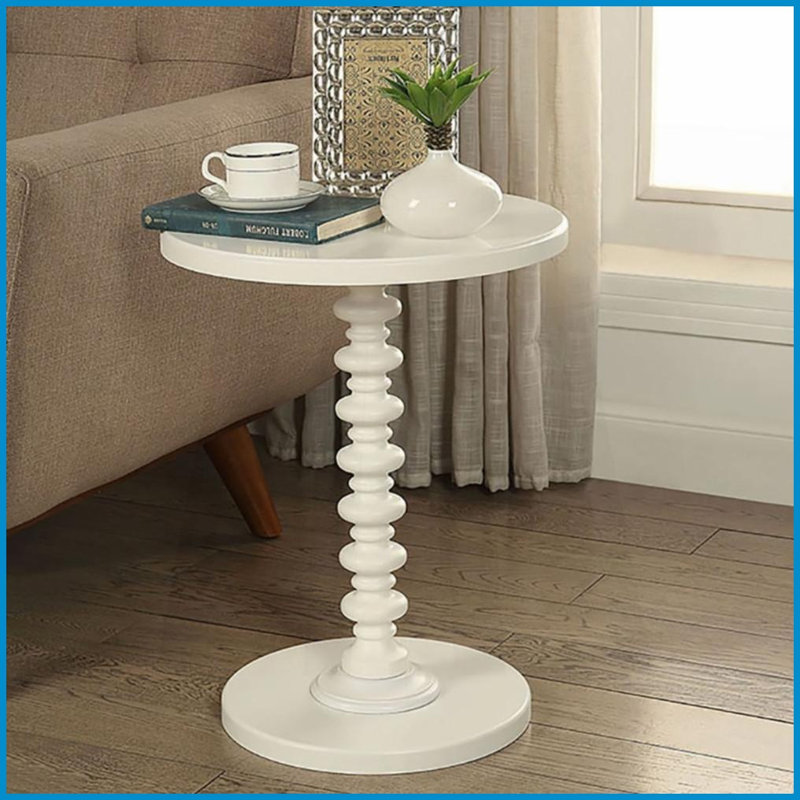 Table basse ronde blanche en bois - peu encombrante pour les petits espaces Pratique, Blanc
