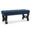 Banc repose-pieds en tissu capitonné bleu marine avec pieds incurvés modernes Hilton-1221068948