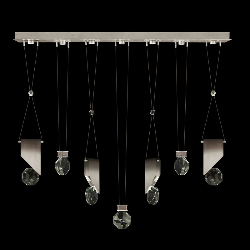 Luminaire suspendu linéaire l 60 po Aria, Argent ombré doux