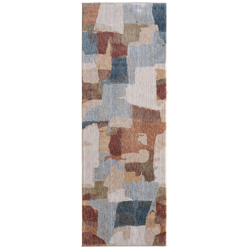 Rockett Modern Abstract Blue Area Rug, Runner 2'6" x 7'3"