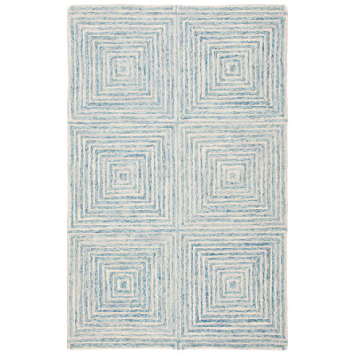Tapis géométrique en laine et coton touffeté à la main Metro