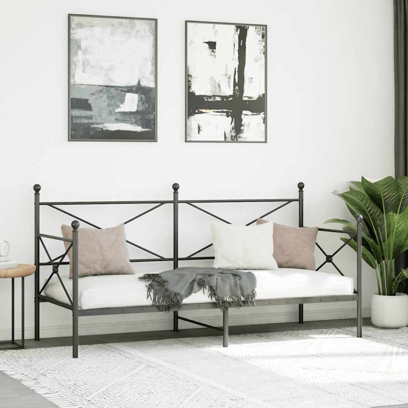 Day Bed Without Mattress Steel, Black, 96 x 197cm, None