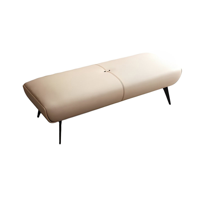 Banc rembourré en cuir véritable Meldia, Crème, H 15,74 po x l 59,05 po x P 19,68 po