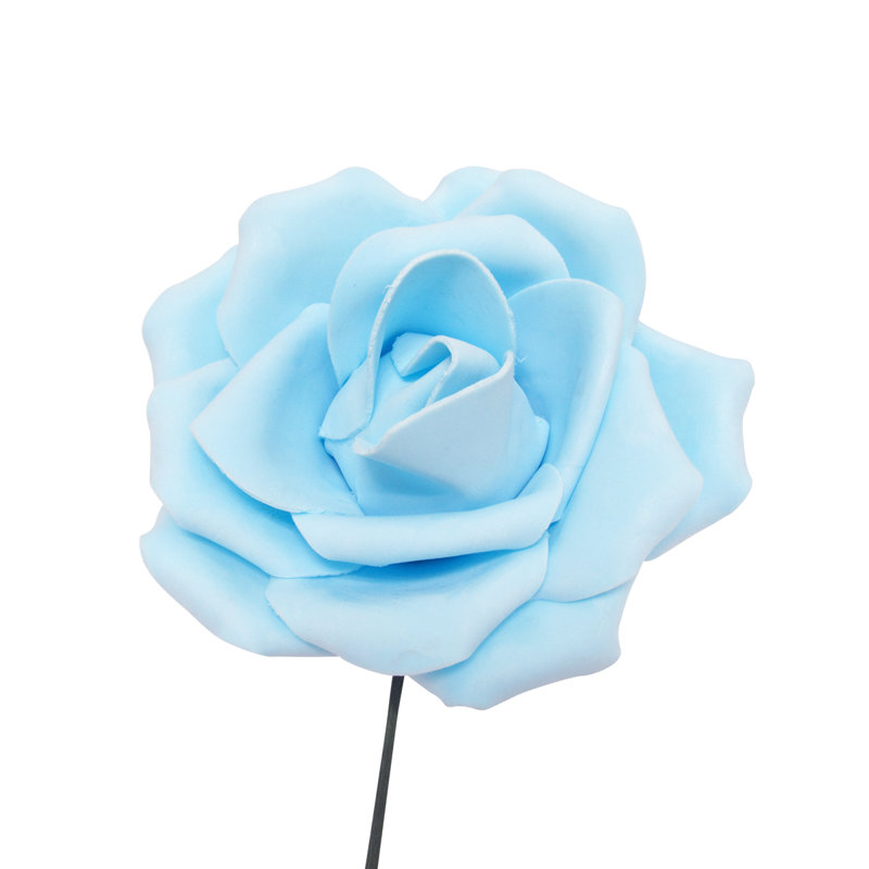 Grande tige rose en mousse, H 8 po x l 8 po x 4,25 po, Bleu clair