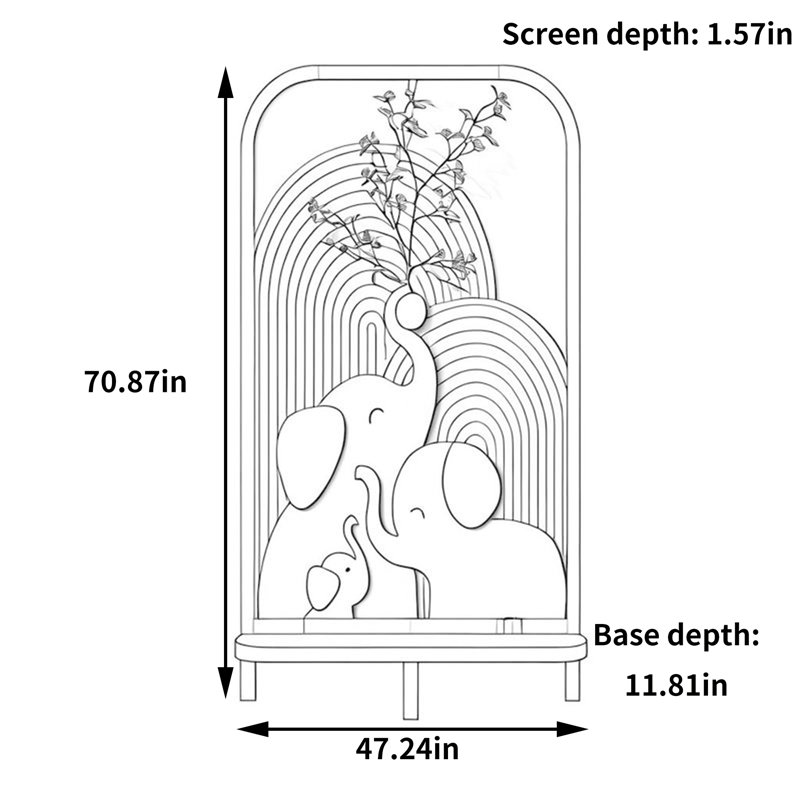 Écran Modern Modern Elephant, H 70,87 po x l 47,24 po x P 11,81 po