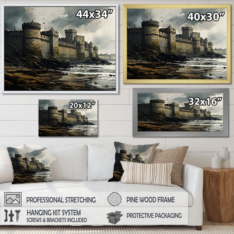 Château de Bretagne en France II, Cadre flottant noir, H 12 po x l 20 po x P 1 po