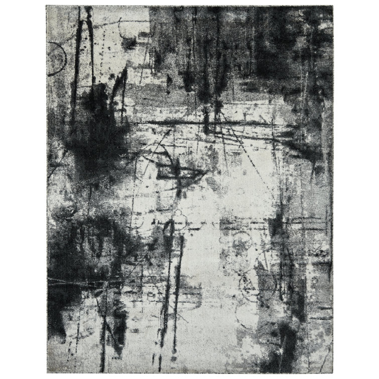 Strato Abstract Black/Grey Area Rug
