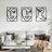 3 Piece Set Wall Decor, Face Line Drawing Abstract Design, Black Rectangular Metal Frame