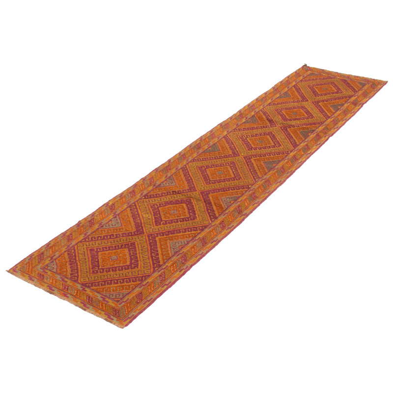 Tapis de couloir unique en laine noué à la main orange vieilli 2 pi 8 po x 12 pi 2 po Jicela