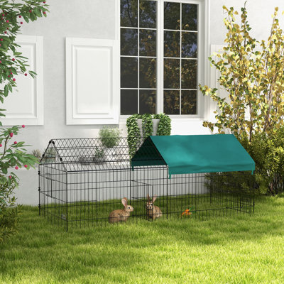 Parc pour petits animaux 73 po Pawhut, clôture pour parc pour lapins, poulets, chinchillas avec toit pour l'intérieur et l'extérieur