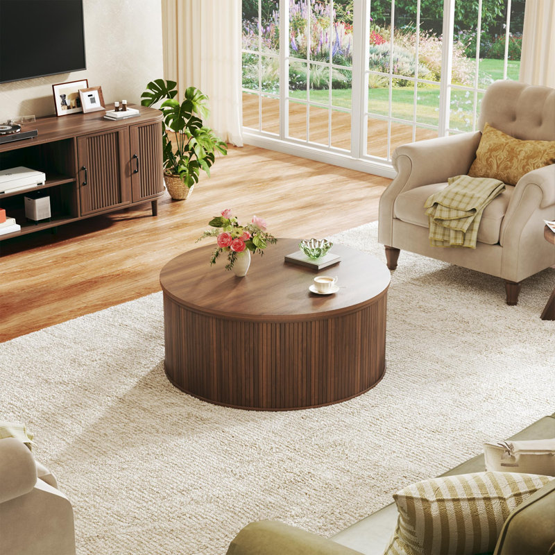 Table basse à plateau relevable 31,5 po avec rangement, Brun