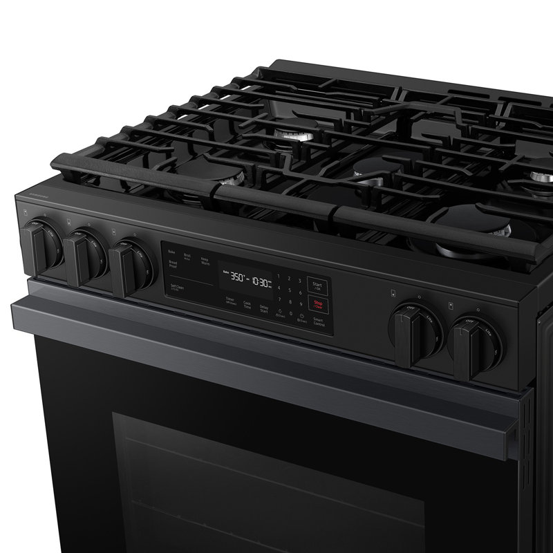 Samsung Bespoke Smart Slide-In Gas Range 6.0 cu. ft. with Precision Knobs, Matte Black Steel