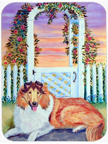 Planche à découper en verre collie blanc et brun east urban home