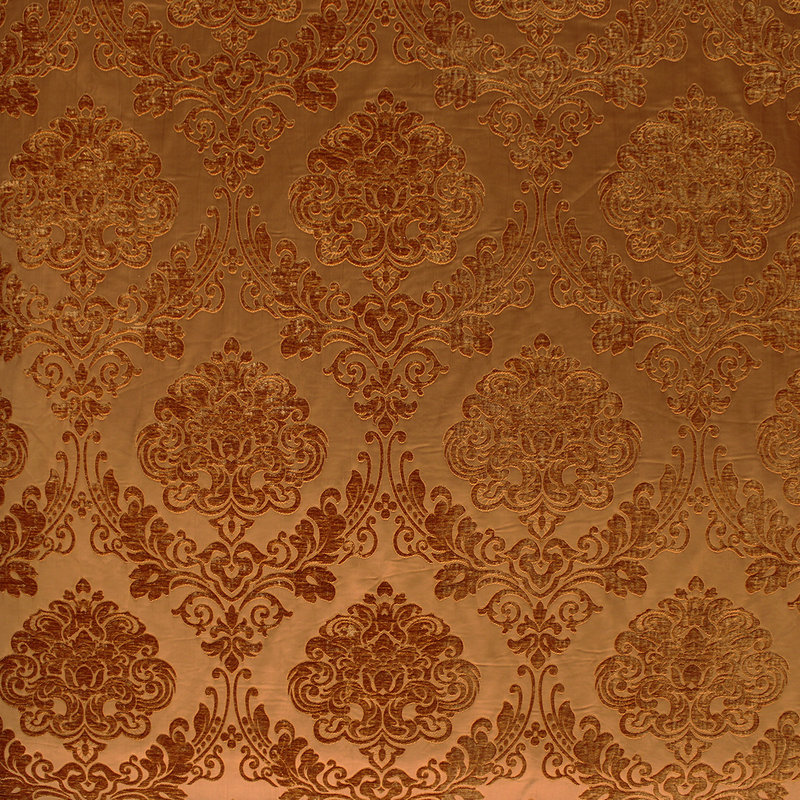Tonal Damask Chenille | Casino Fabric, Rust