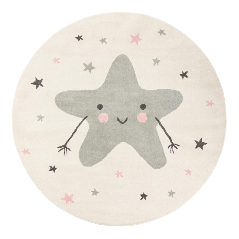 Whimsy Round Machine Woven Polypropylene Plastic Rug, Round 7'10"