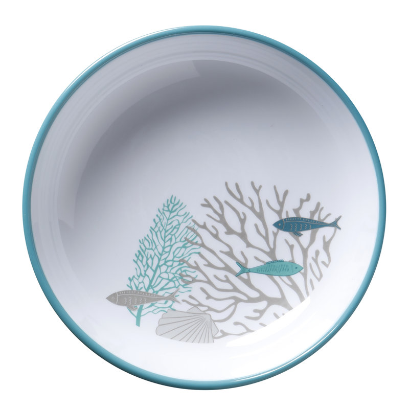 Coastal Blue and White Melamine Dinnerware Set for 6