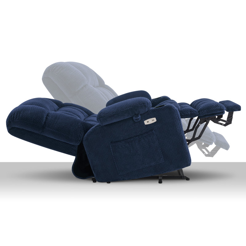 26.4" Seat Width Dual Motor Power Recliner Lift Chair with Massage and Heat, Infinite Position, Fabric, Navy