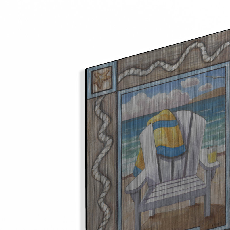 Art mural en métal Rosecliff Heights «Beach Chair Calm» par Cathy Horvath-Buchanan, H 16 po x l 12 po