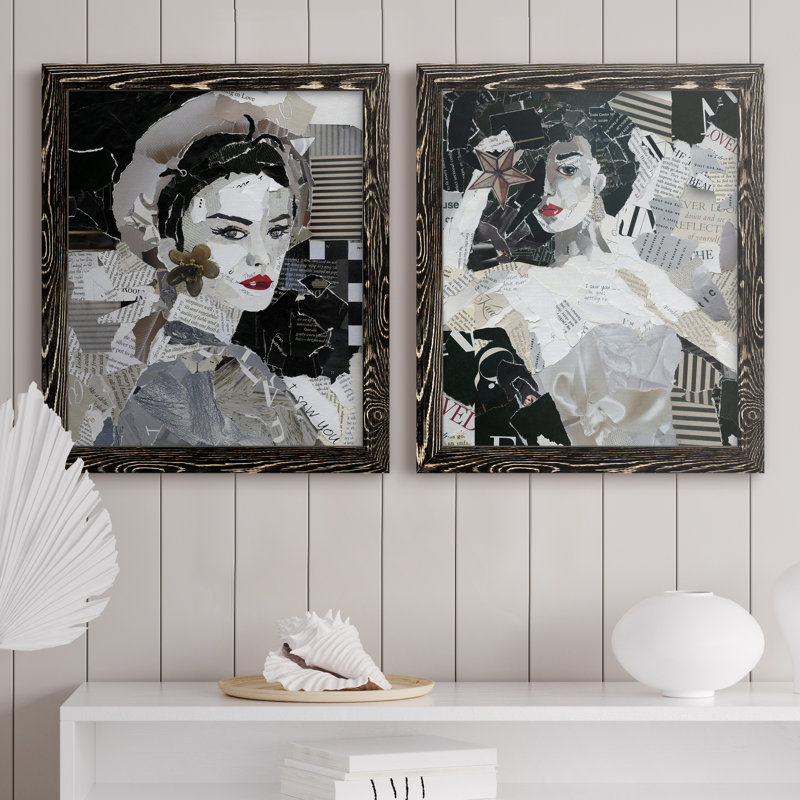 Runway Pause - Ensemble de 2 peintures sur toile encadrées, Toile avec cadre noir, H 24 po x l 36 po x P 1,5 po