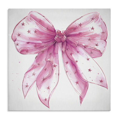 Fabulous Pink Bow Canvas Wall Art by Ramona Murdock