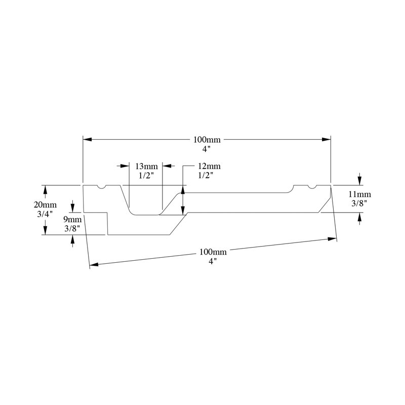 Moulure couronnée en polyuréthane blanc uni apprêté 3-15 / 16 po x 3/4 po x 78-3 / 4 po