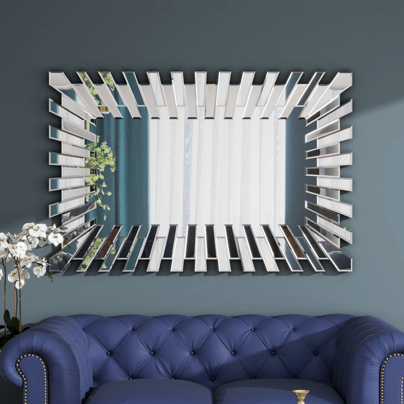 Freelon Sunburst Decorative Rectangle Wall Mirror, 39.4" x 26"