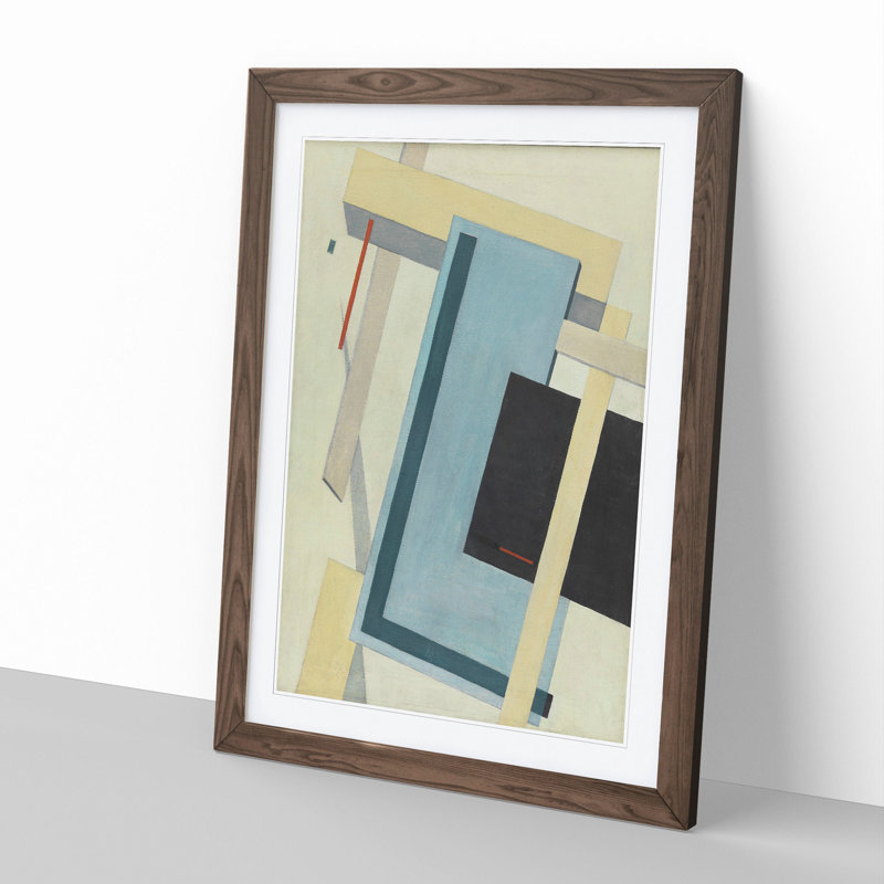 Proun 4B by El Lissitzky - Single Picture Frame Print on Wood, 36cm H x 27cm W x 2cm D, Walnut Framed