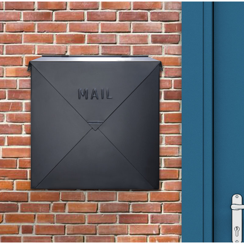 Boîte aux lettres murale Chicago, Noir, noir, noir, noir, H 12 po x l 12 po x P 4,8 po