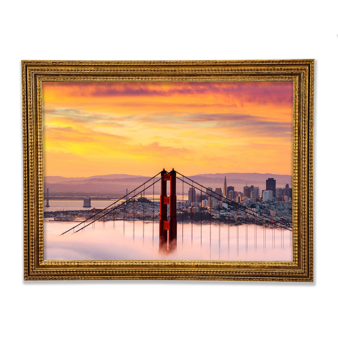 Gerahmtes Leinwandbild Sunset Mist Golden Gate Bridge