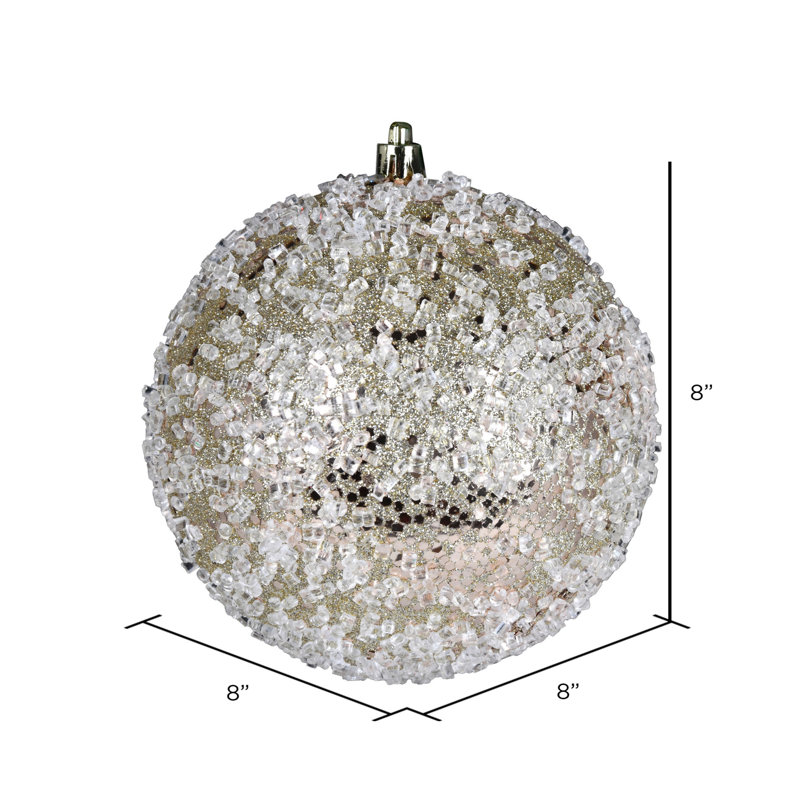 Ornement boule scintillante, H 8 po x l 8 po x P 8 po, Champagne, 1
