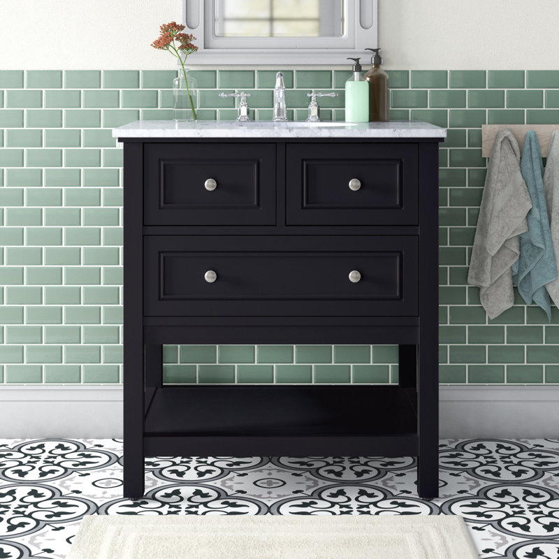 Ensemble de meuble-lavabo simple 30 po Bonsai, Noir