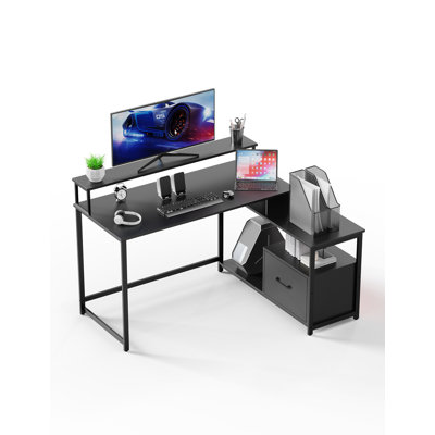 L-Shaped Metal Base Computer Desk