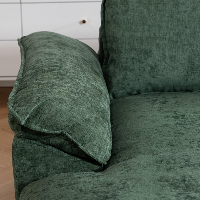 Cozy Modern Boneless L-Shaped Sectional Sofa – Reversible Chenille, Pet-Friendly, Cloud-Like Comfort, No Assembly, Green